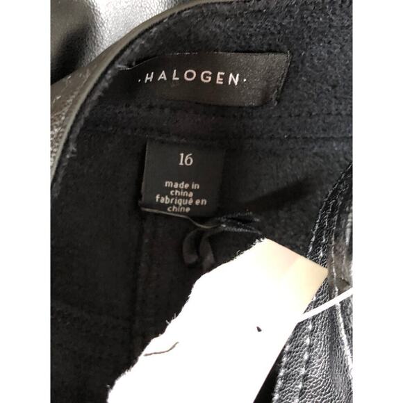 Halogen Faux Leather Pants High Rise Straight Leg Slightly Cropped Black Size 16 - Picture 4 of 6